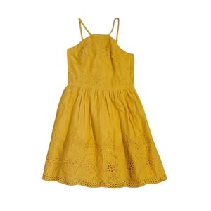 Abercrombie & Fitch Women's yellow spaghetti strap eyelet mini dress Size S